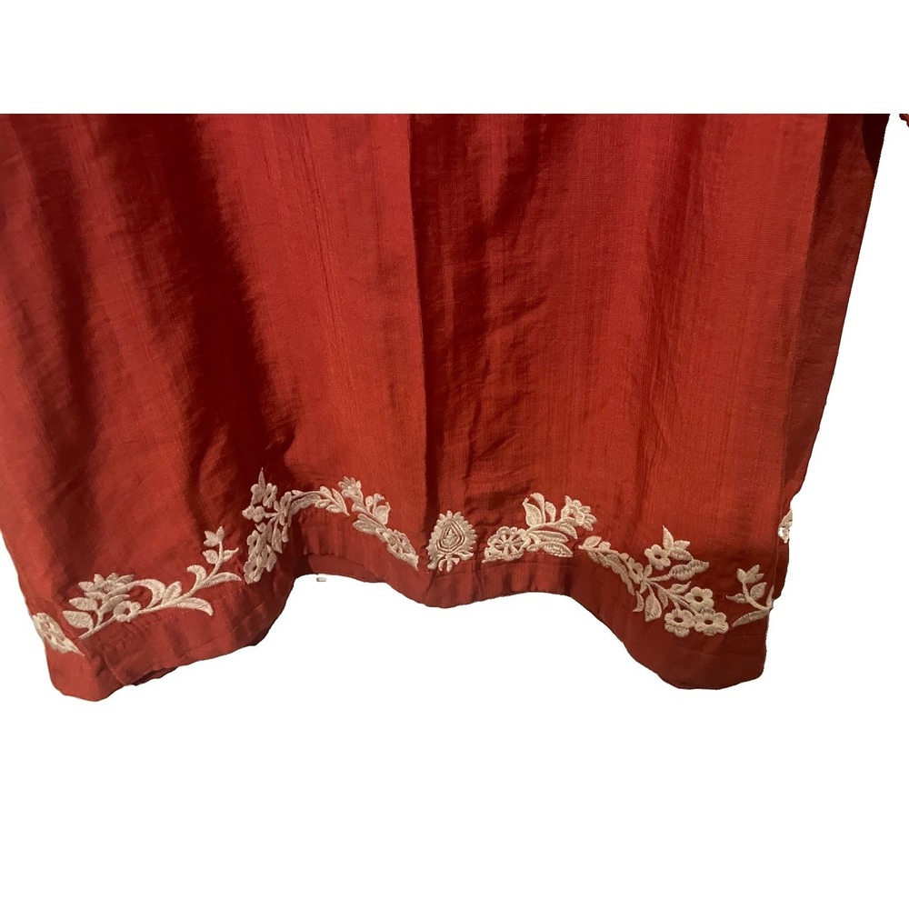 Umgee USA Embroidered Boho Shift Dress Small Rust Terracotta‎ Long Sleeve Floral - Picture 5 of 9